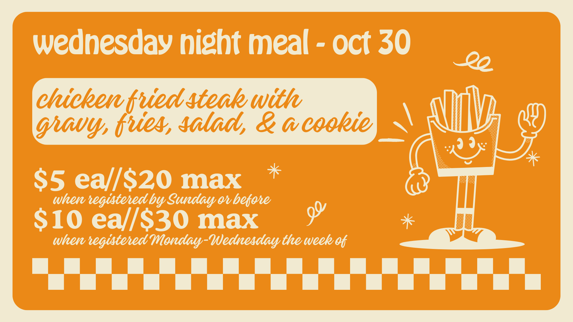 Wednesday Night Dinner- October 30, 2024